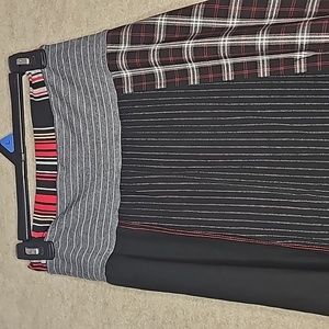 Ella Gonen Skirt Small Black Red Gray White 26" Waist Stretchy 34" Long Unique